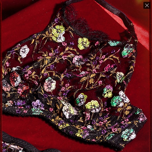NWT $249 Agent Provocateur M Dalliyah Bra Daliyah Embroidery Floral Appliqué - Picture 5 of 5